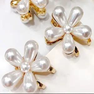 진주 꽃 미니 헤어 집게 핀