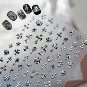 네일아트 빈티지 메탈 크롬 키치 엔틱 십자가 스티커 (WFKAH6S)