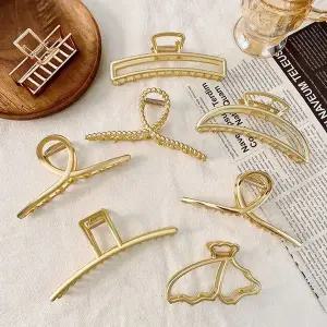 무광 메탈 꼬임 빅사이즈 반머리 올림머리 집게핀