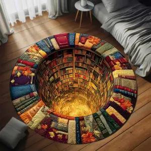 매트 카펫 러그 카페트 도서관 책 모양의 둥근 도어매트 트리피 북 홀 컬러풀한 독서 공간 장식 애호가 바