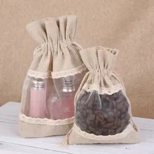 선물파우치 린넨소형 주머니 빈티지 스트링파우치 소 (WFKAR3H)