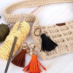 [라일리] Rly 백꾸 가죽 가방키링 태슬키링 블랙  44243199)