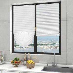 아자데블라인드 6팩 주름 빛 필터링 패브릭 쉐이드, 36인치 x 72인치 쉽게 설치 무선 임시 블라인드(화이트