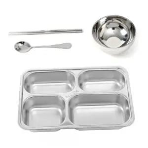 식사 배급용깔끔한 스텐 식판 4구 온키친 중형 병원 급식판