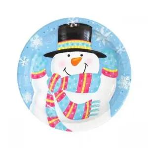 파티용품 성탄절 테이블 종이접시 18cm크리스마스접시(눈사람)