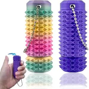 2PCS 업그레이드 작은 유발 자극 피젯 3D 프린팅 장난감 불안 템 회전 가능한 그리피 열쇠고리 자폐 단단한