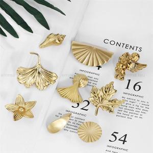 구리 가구 손잡이 서랍 금 가죽 꽃 모양 주방 서랍 수납장 문짝 찬장 옷장 당기기 DIY