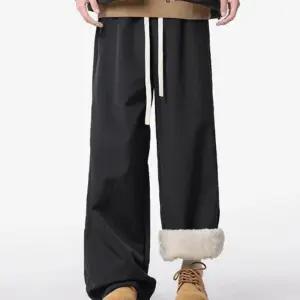 남성 와이드 기모 뽀글이 팬츠 겨울 방한 밴딩 바지 스키 스키장 썰매 두꺼운 따뜻한