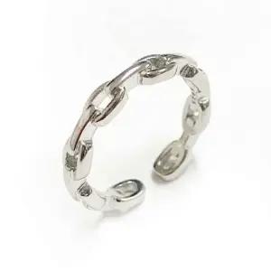 실버문 925실버 체인디자인 사이즈조절 링크체인반지 (WFKC5NU)