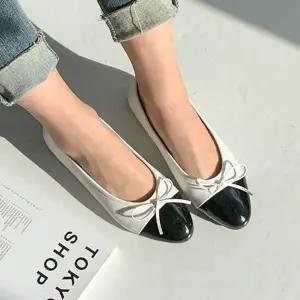 [하프클럽/]원피스신발 여성 투톤 플랫 오피스룩 슈즈 리본 단화 데이트룩