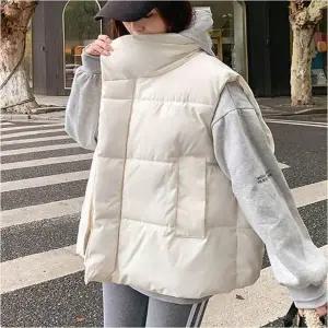 패딩조끼 웰론 조끼 겨울 레이어드 보온 오버핏 여자