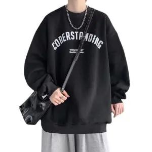 EAMT 남자 맨투맨 추동 기모 라운드 캐주얼 레터링 스타일 루즈핏 풀오버 코트 YJ4