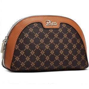 여성용 보야투 작은 커피 메이크업 화장품 우아한 여행용 가죽 달린 010 방수 가방 세면도구 지갑용 파우치 거울이