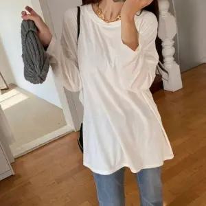 여성 겨울 기모 스판 오버핏 데일리 무지 롱 티셔츠 스판 티셔츠 기본티 롱티 무지티 빅사이즈 겨울 기모