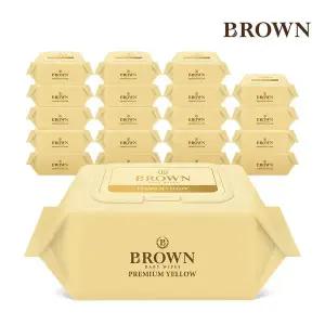 [브라운]프리미엄 옐로우 아기물티슈 20매 휴대용 캡형 20팩