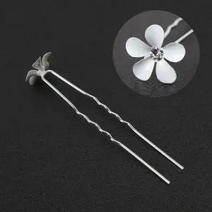 [골드스마일]화이트플라워 뒤꽂이 머리장식 헤어핀 U핀