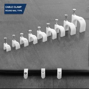 원형 네일 클립 와이어 관리 클램프 흰색 고정 라운드 스틸 벽 걸이 케이블 4mm 10mm 100 개