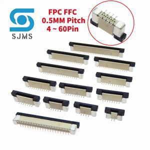 510pcs FPC FFC 소켓 0.5mm 피치 4 5 6 8 10 12 16 18 20 26 28 30 34 40 50P 54 60 핀 수직  리본 플랫 케