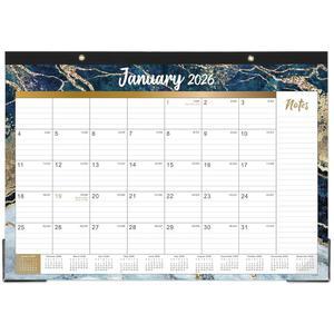 2026 책상 캘린더 u2013 1월 12월, 12개월 대형 월간 2026, 17인치 x 12인치, 패드, 규칙 블록, 할 일 목록 및 메모, 찢김, 최고의 책상/벽 캘린더, 화려한 대리석 디자인