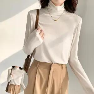 의류 목티 여자 목폴라 반팔 반목 티 스판 폴라티 패션 면