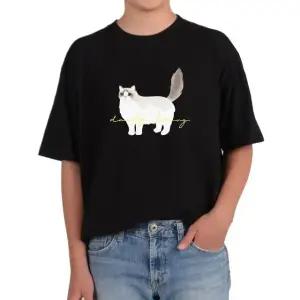 오버핏반팔티 고양이 친구 가족 꼬리 CAT 다양한색상 전사이즈 (WFKC7HU)