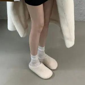 여성 덤블 방한털슬리퍼 심플 퍼안감 겨울용 슬리퍼