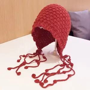 자연스럽게 흐르는 출렁끈 니트 모자 겨울 아이템 imn9+9Hzb