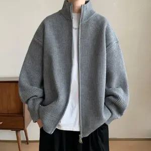 남자 빅사이즈 스탠드넥 스웨터 골지 집업 자켓