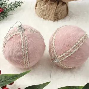 핑크블라썸 장식볼 2P 10cm 퍼폼폼이 트리 악세사리 크리스마스 소품성탄절 오너먼트 트리볼