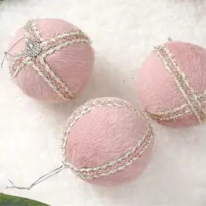 핑크블라썸 장식볼 3p 8cm 퍼폼폼이 트리 성탄 크리스마스 악세사리 이미지볼 성탄절 소품 트리볼