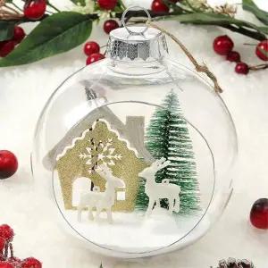 스노우 투명 장식볼 15cm 화이트루돌프 크리스마스 트리 성탄절 액세서리볼 소품 오너먼트 트리볼