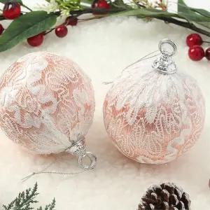 로즈골드 장식볼 2p 10cm 실키레이스 트리 크리스마스 성탄절 소품 트리볼 악세사리