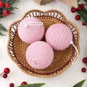 핑크블라썸 패브릭 장식볼 3p 8cm 로프트리소품 트리볼 이미지볼 성탄 크리스마스 성탄절 악세사리