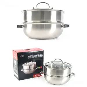 (27.6cm) 인덕션 2단 스텐 찜냄비 겸용 전골냄비 32호/찜솥/찜기/찜통/스팀/돔스티머/돔형/멀티/다용도