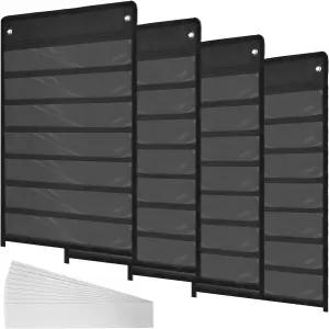 4Pcs 마그네틱 포켓 차트 표준 교실 40Pcs 드라이 이레이즈 카드 포함 일일 일정 수업 시연 사무실 홈