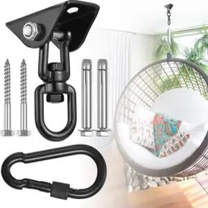 해먹 걸이 키트 의자 하드웨어 360° 회전 1200파운드 용량 후크 헤비 듀티 및 그네 천장 스냅 스탠드 좌석