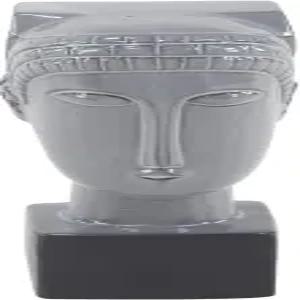 데코 79 세라믹 피플 페이스 조각 4인치 x 5인치 12인치 그레이