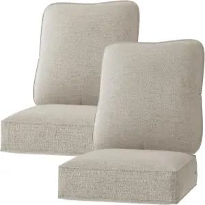 나가반나 야외 딥 시트 파티오 쿠션 세트 2개 24 x 방수 및 변색 방지 가구 교체 탈착식 커버 포함 베이지