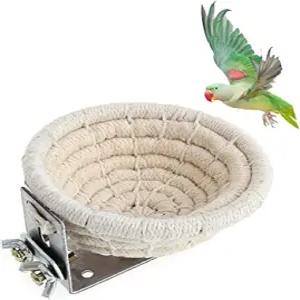 작은 앵무새와 새들이 번식하기에 적합한 YUIRUOI 1Pcs 손으로 짠 면사포 새 둥지