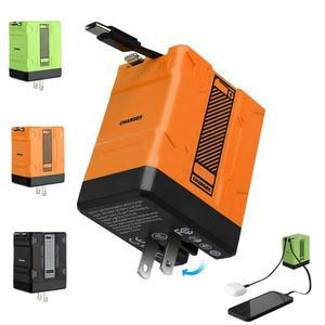 120W 고속 충전기와 호환되는 2 in 1, 2025년 새로운 접이식 벽 충전기 모듈, 휴대폰, 태블릿, 노트북 오렌지 용 플러그 1개 모두 포함된 휴대용