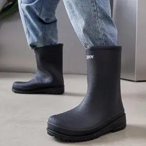 미들 롱 레인부츠 심플 블랙 방수 장화 남녀공용신발 비오는날 장마 데일리 논슬립 미끄럼방지 편안한 캐주