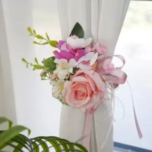 핑크 로즈 플라워 커튼 집게 1P 장식 인테리어 악세사리 커텐 커텐인