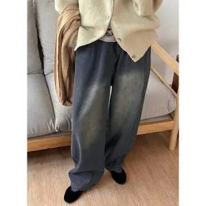 [공구우먼] 댈루 밴딩 기모 와이드 데님 팬츠 85910 빅사이즈 여성의류