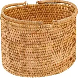 손잡이가 달린 페슬란 12.6 ×9 ×5 라탄 피크닉 바구니 대형 타원형 선물 과일용 손으로 짠 축제 결혼식