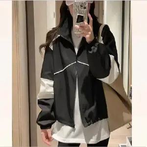 여성바람막이점퍼 패션 배색 크롭 점퍼 캐주얼 바람막이 신상 아우터