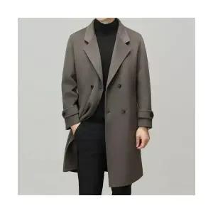 토르 남성 순모 더블 모직 코트 가을 겨울 럭셔리 정장 넥 워머 OPH4