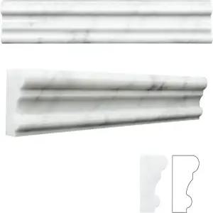 레테노 카라라 화이트 2x12인치 대리석 의자 레일 트림 몰딩 연마된 오지 가장자리 타일 욕실용 8팩