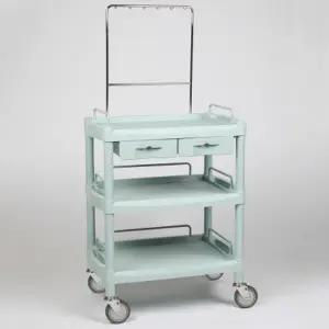 [열린세상] 다용도 병원 드레싱 3단 수액걸이 가드레일 서랍 2칸 이동카트 Y-201J