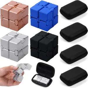 졸리루도 4개 인피니티 큐브 피젯 장난감 알루미늄 합금 무한 매직 케이스 손가락 가젯 휴대용 불안