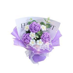 졸업식 기념일 니트 손뜨개 여친선물 헤비 플라워 데코 퍼프 꽃다발 않는 튤립 완제품 그린